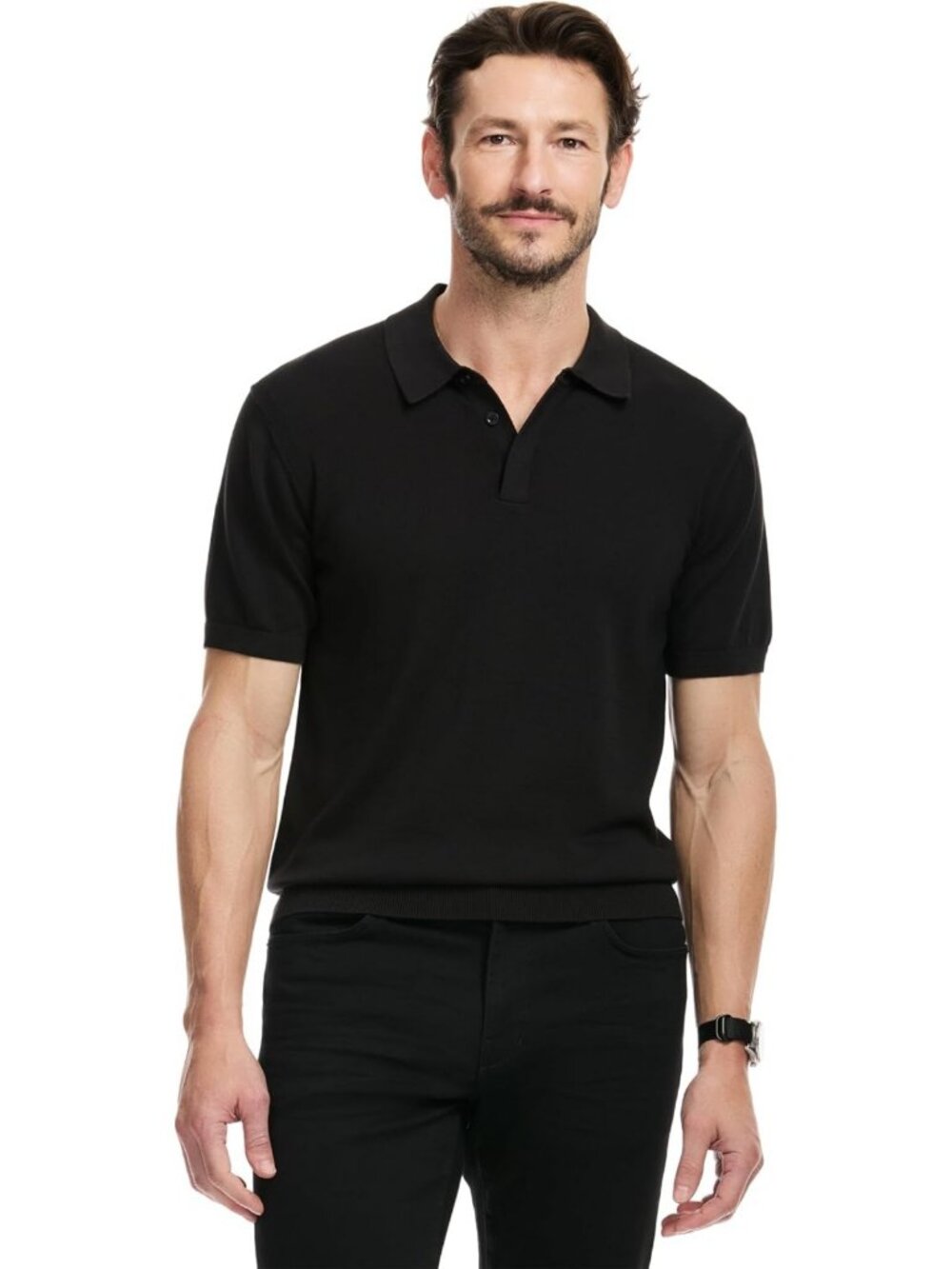 Men's Short Sleeve Rib Knit Polo Sweater - Casual Stylish Top for Summer Wear